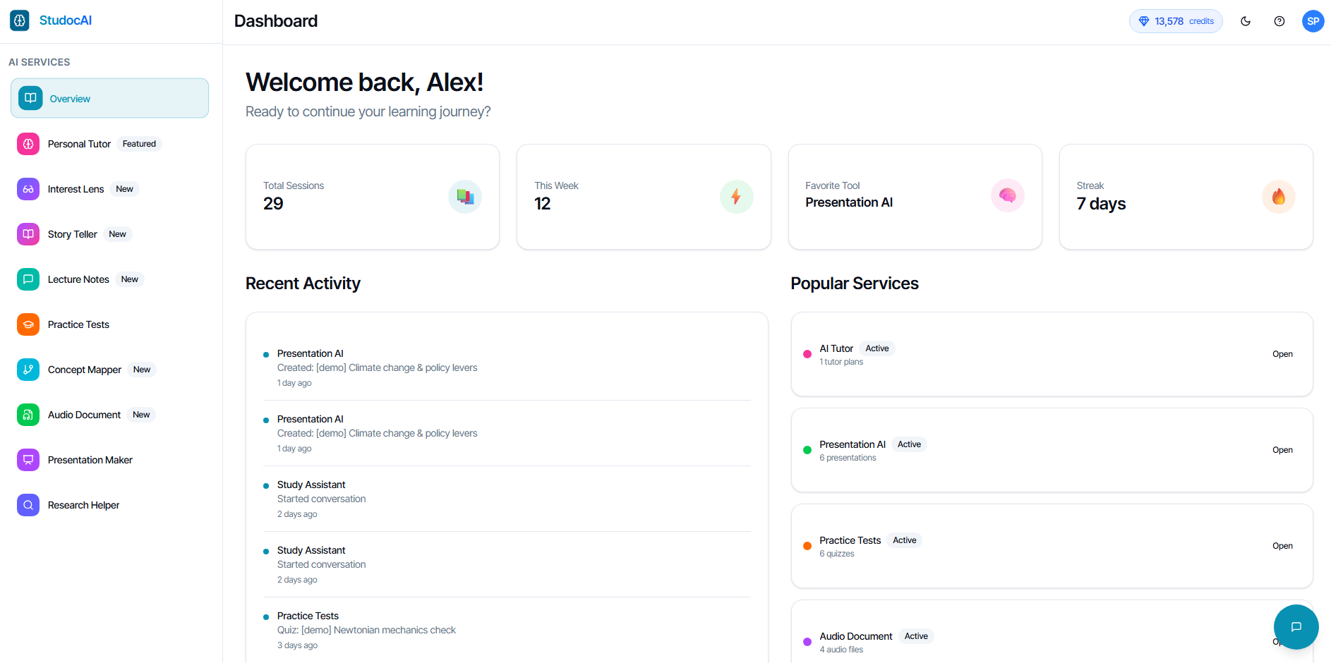 StudocAI dashboard preview